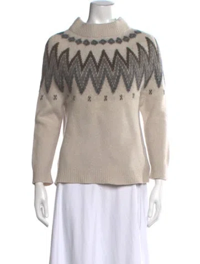 Pre-owned Weekend Max Mara Virgin Wool Patterned Sweater In Neutrals