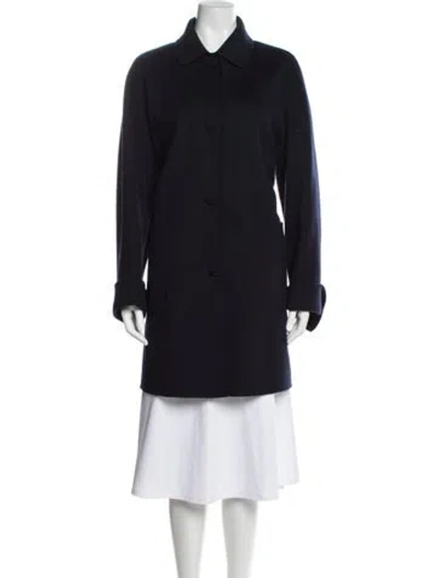 Pre-owned Weekend Max Mara Virgin Wool Peacoat In Blue