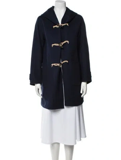 Pre-owned Weekend Max Mara Virgin Wool Peacoat In Blue
