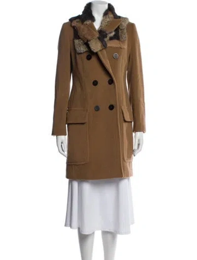 Pre-owned Weekend Max Mara Virgin Wool Peacoat In Brown