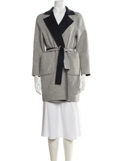 Pre-owned Weekend Max Mara Virgin Wool Peacoat In Gray