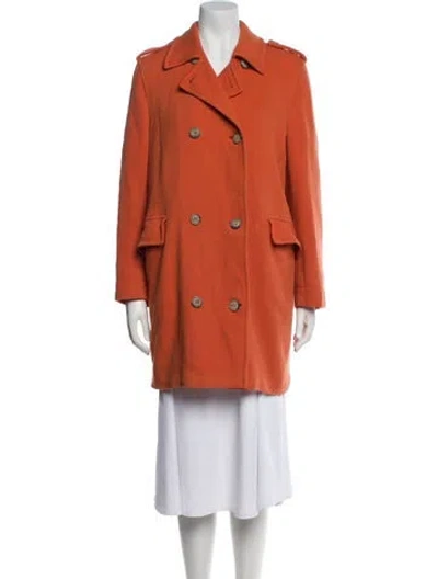 Pre-owned Weekend Max Mara Virgin Wool Peacoat In Orange