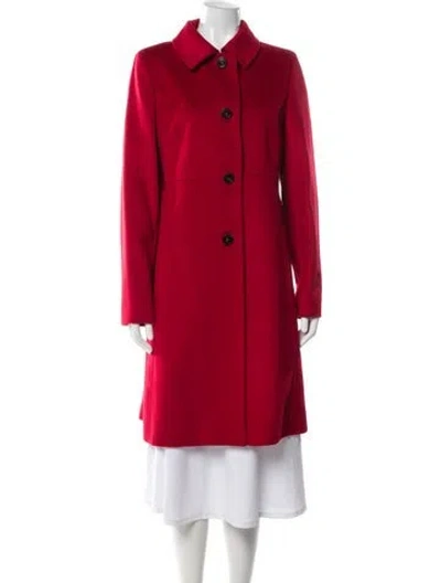 Pre-owned Weekend Max Mara Virgin Wool Peacoat In Red