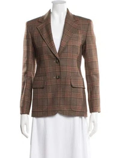 Pre-owned Weekend Max Mara Virgin Wool Plaid Print Blazer W/ Tags In Neutrals