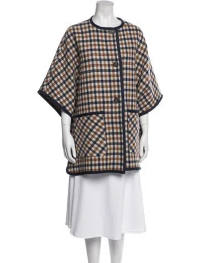 Pre-owned Weekend Max Mara Virgin Wool Plaid Print Jacket In Neutral