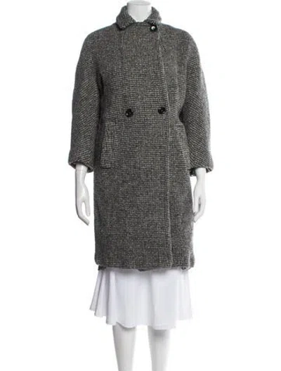 Pre-owned Weekend Max Mara Virgin Wool Printed Coat In Gray