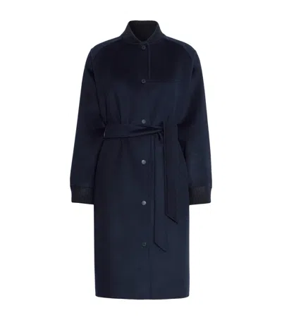 Weekend Max Mara Virgin Wool Quilted Coat In Blue