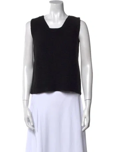 Pre-owned Weekend Max Mara Virgin Wool Scoop Neck Sweater In Black