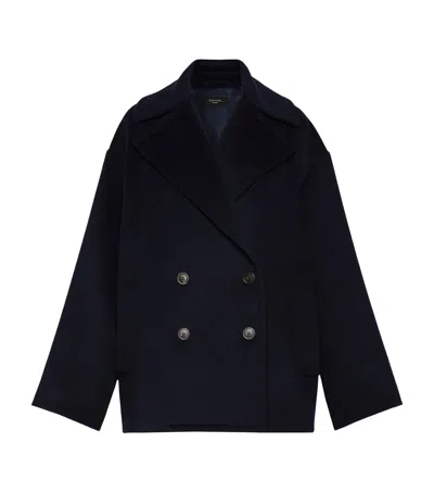 Weekend Max Mara Virgin Wool Short Coat In Navy