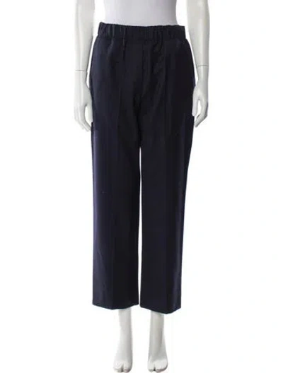 Pre-owned Weekend Max Mara Virgin Wool Straight Leg Pants In Blue