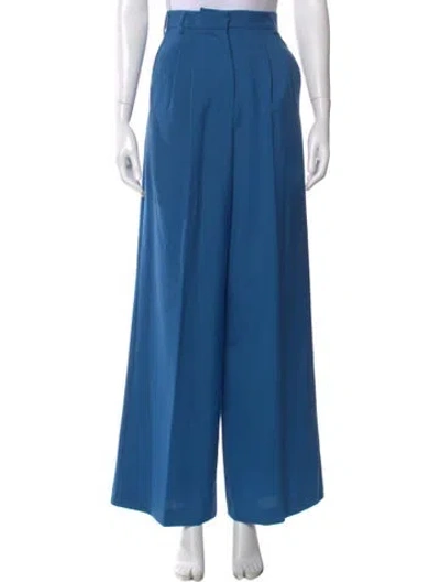 Pre-owned Weekend Max Mara Virgin Wool Straight Leg Pants In Blue