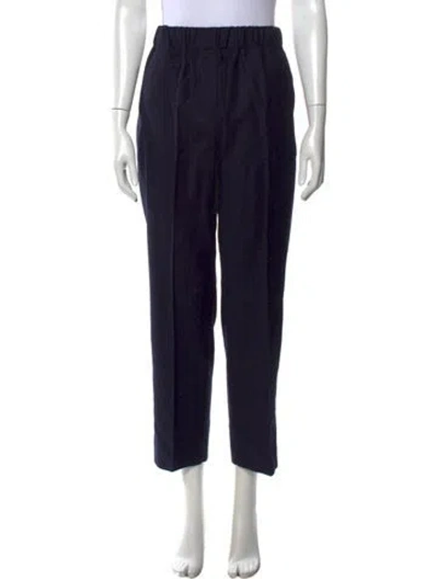 Pre-owned Weekend Max Mara Virgin Wool Straight Leg Pants In Blue