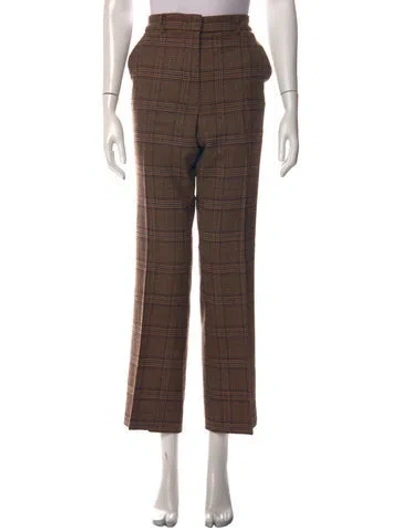 Pre-owned Weekend Max Mara Virgin Wool Straight Leg Pants In Brown