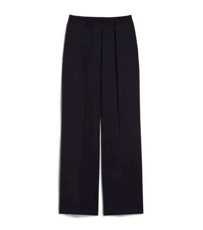 Weekend Max Mara Virgin Wool Straight-leg Trousers In Blue
