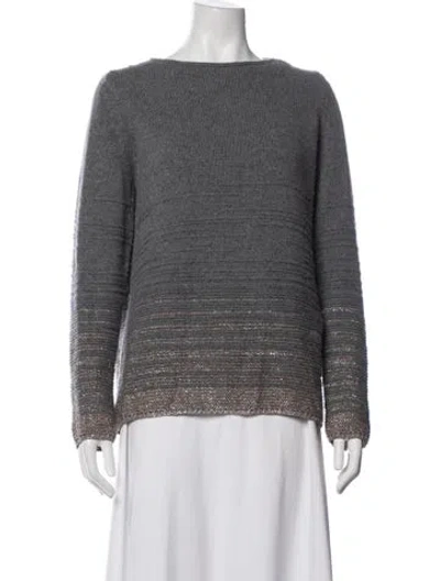 Pre-owned Weekend Max Mara Virgin Wool Striped Sweater In Gray