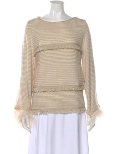 Pre-owned Weekend Max Mara Virgin Wool Striped Sweater In Neutral