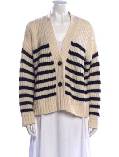 Pre-owned Weekend Max Mara Virgin Wool Striped Sweater In White