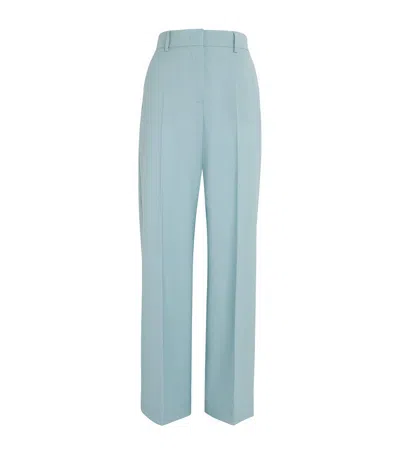 Weekend Max Mara Virgin Wool Tailored Trousers In Green