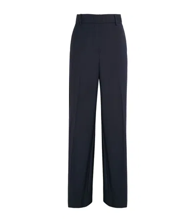 Weekend Max Mara Virgin Wool Tailored Trousers In Navy