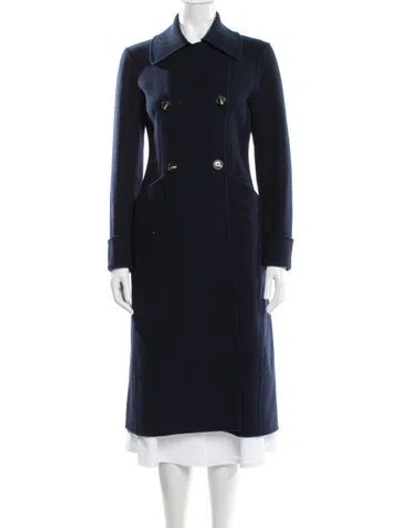 Pre-owned Weekend Max Mara Virgin Wool Trench Coat In Blue