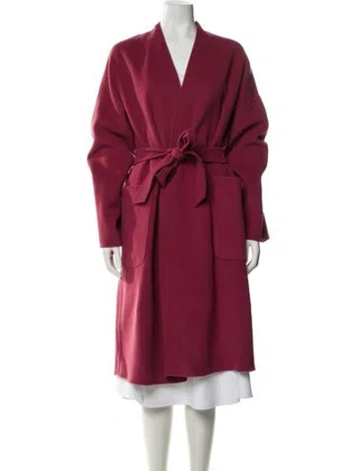 Pre-owned Weekend Max Mara Virgin Wool Trench Coat In Burgundy