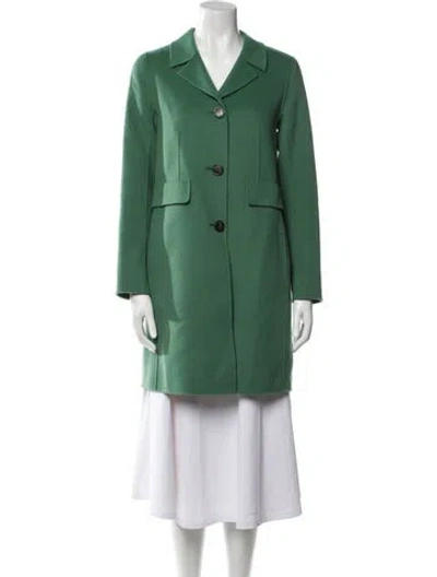 Pre-owned Weekend Max Mara Virgin Wool Trench Coat In Green