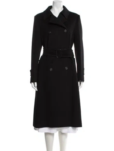 Pre-owned Weekend Max Mara Virgin Wool Trench Coat W/ Tags In Black