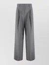 Weekend Max Mara Virgin Wool Trousers Pleated Front In Gray
