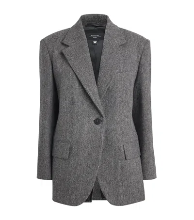Weekend Max Mara Virgin Wool Tweed Blazer In Gray