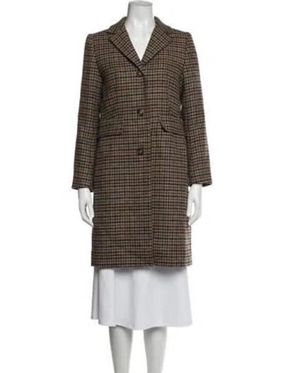 Pre-owned Weekend Max Mara Virgin Wool Tweed Pattern Blazer In Brown
