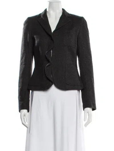 Pre-owned Weekend Max Mara Virgin Wool Tweed Pattern Blazer In Gray
