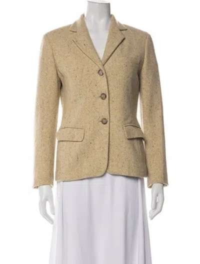 Pre-owned Weekend Max Mara Virgin Wool Tweed Pattern Blazer In Neutrals