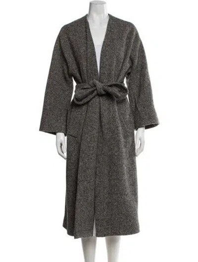 Pre-owned Weekend Max Mara Virgin Wool Tweed Pattern Coat W/ Tags In Gray