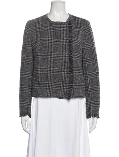 Pre-owned Weekend Max Mara Virgin Wool Tweed Pattern Evening Jacket In Gray