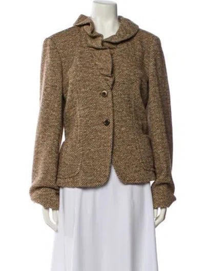 Pre-owned Weekend Max Mara Virgin Wool Tweed Pattern Evening Jacket In Neutral
