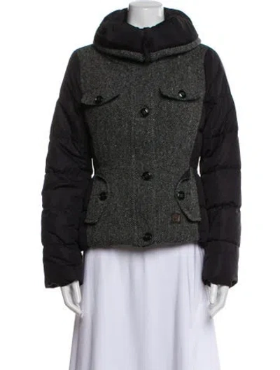 Pre-owned Weekend Max Mara Virgin Wool Tweed Pattern Jacket In Black