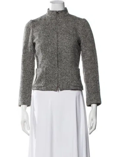 Pre-owned Weekend Max Mara Virgin Wool Tweed Pattern Jacket In Black