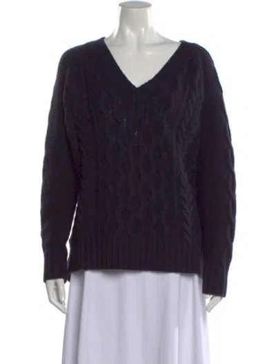 Pre-owned Weekend Max Mara Virgin Wool V-neck Sweater In Blue