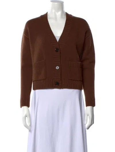 Pre-owned Weekend Max Mara Virgin Wool V-neck Sweater In Brown