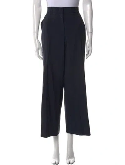 Pre-owned Weekend Max Mara Virgin Wool Wide Leg Pants In Blue