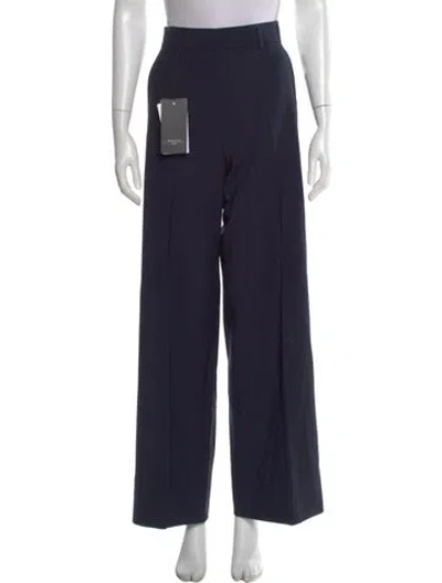Pre-owned Weekend Max Mara Virgin Wool Wide Leg Pants In Blue