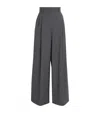 Weekend Max Mara Virgin Wool Wide-leg Tailored Trousers In Gray