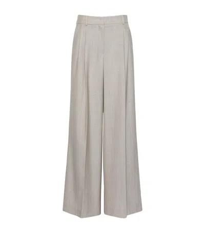 Weekend Max Mara Virgin Wool Wide-leg Trousers In Beige