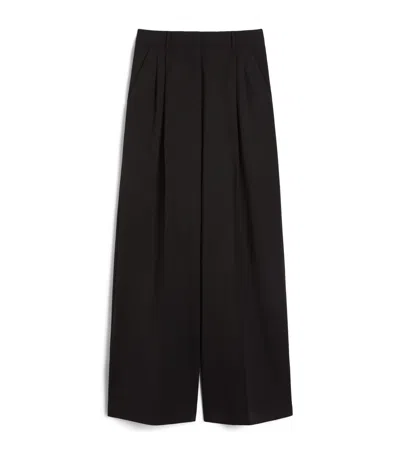 Weekend Max Mara Virgin Wool Wide-leg Trousers In Black