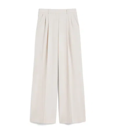 Weekend Max Mara Virgin Wool Wide-leg Trousers In White