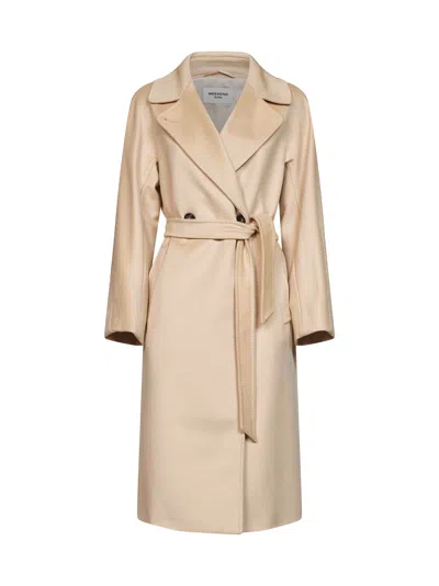 Weekend Max Mara Virgin Wool Wrap Coat In Brown