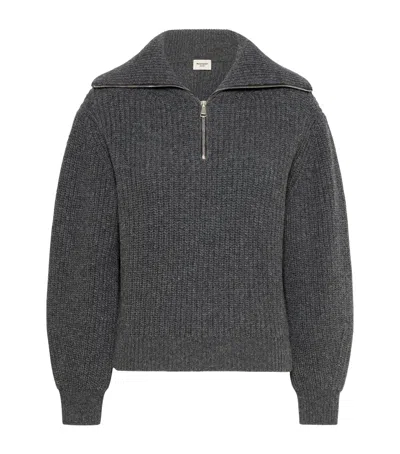 Weekend Max Mara Virgin-wool Quarter-zip Sweater In Grey