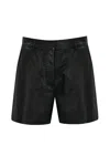 Weekend Max Mara Virgola Leather Shorts In Nero
