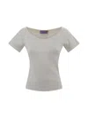 Weekend Max Mara Fitted Scoop Neck Top With Seam Detailing In White