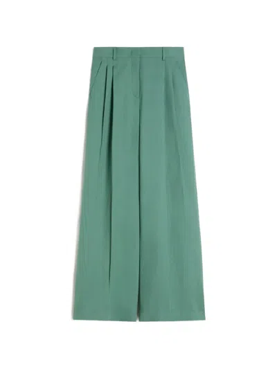 Weekend Max Mara Viscose And Linen Wide-leg Trousers In Green